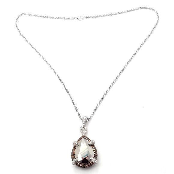 Authentic! Chopard Golden Diamonds 18k White Gold Diamond Chrome Stone Necklace - Picture 8 of 12